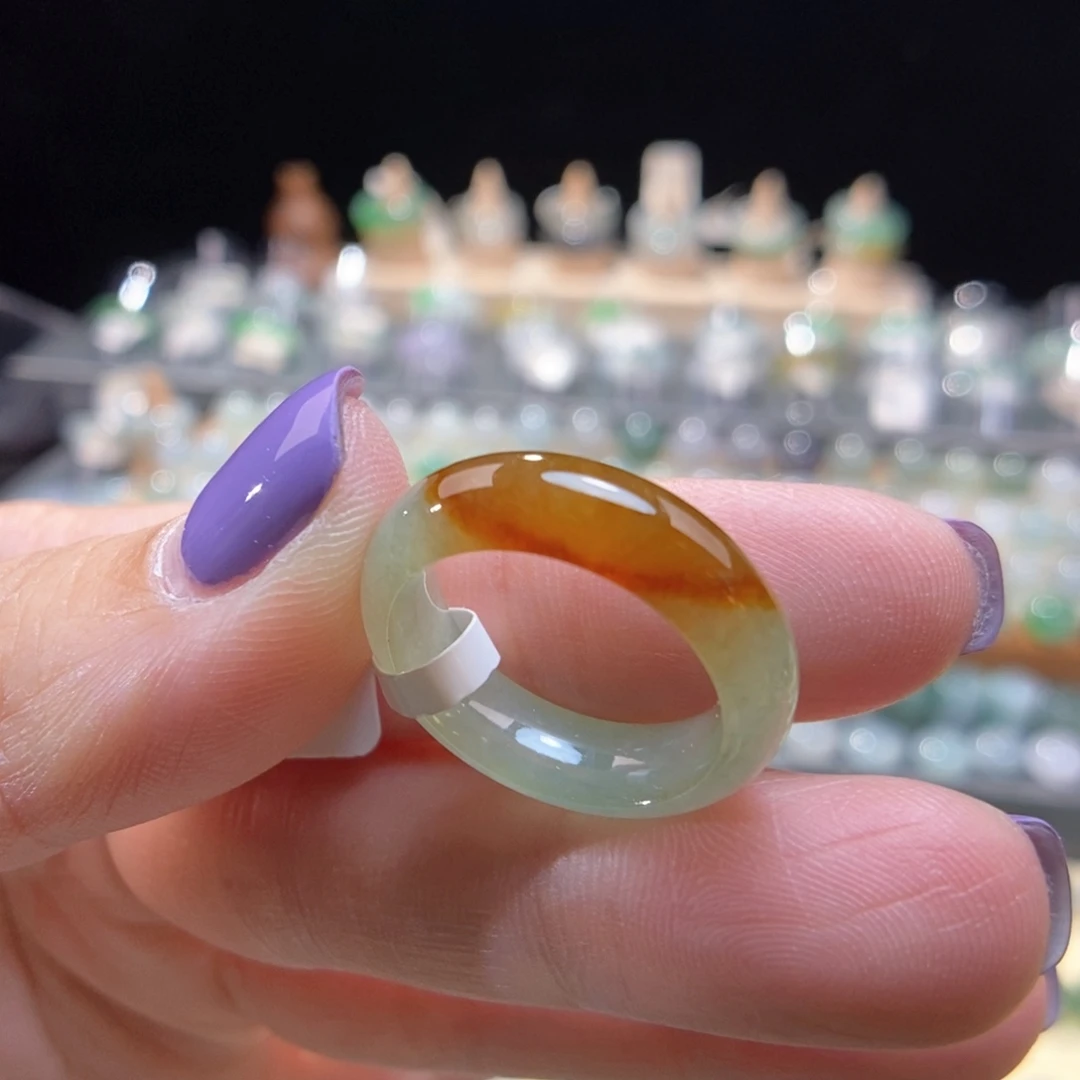 翡翠未镶嵌戒指12号飘红戒