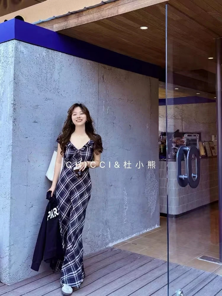 100%长绒有机棉超薄色织经典小飞袖短袖连衣裙