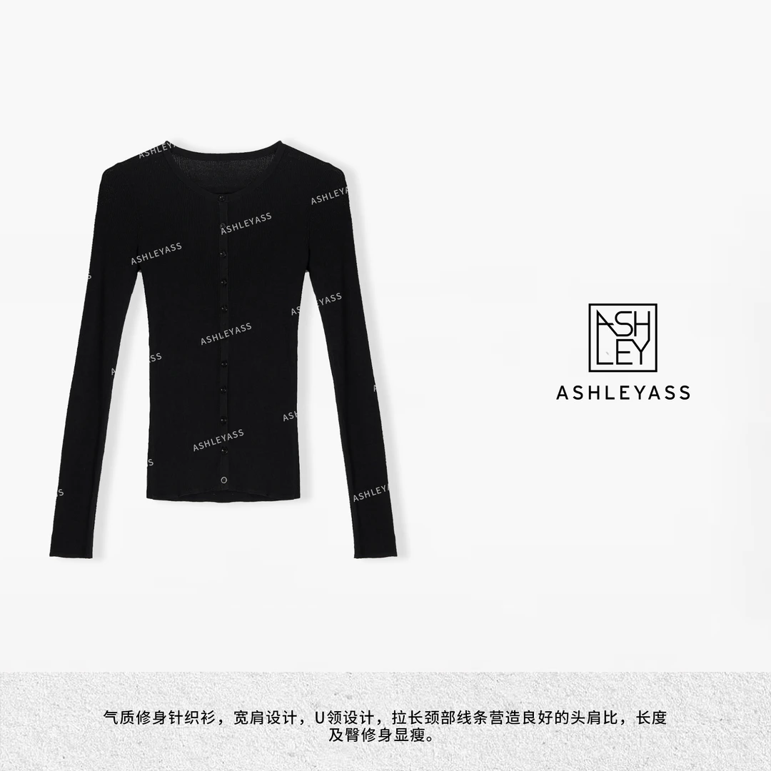 【ASHLEYASS】 “挪威森林” 圆领修身显瘦紧身上衣针织衫LSM240699Y