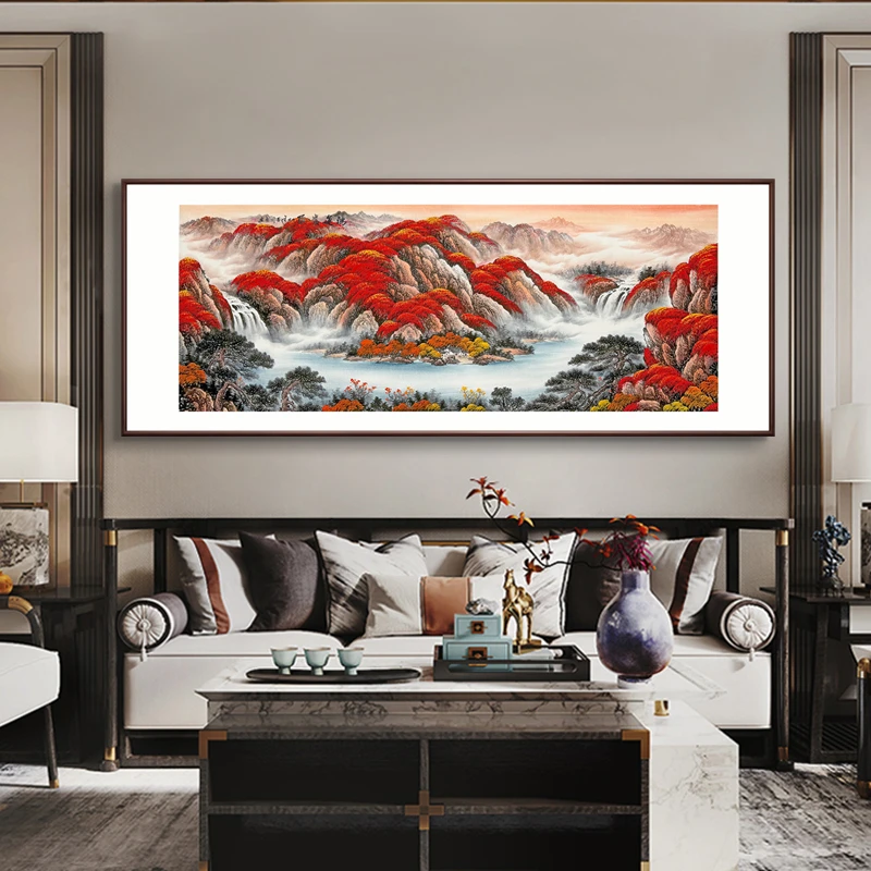 手绘【鸿运当头】国画山水画客厅办公室挂画48-2