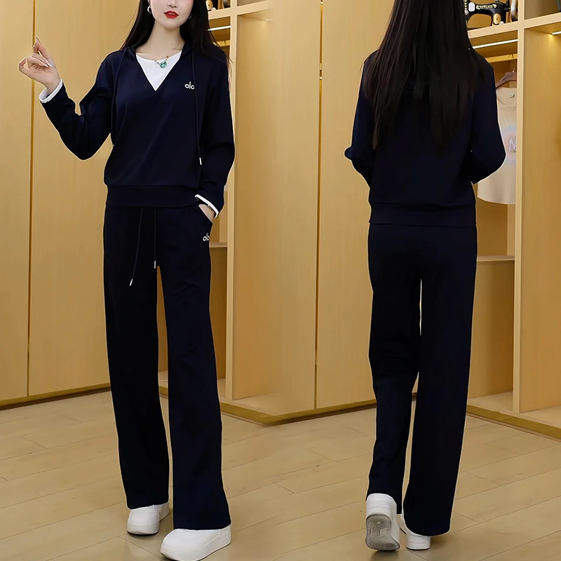 假两件卫衣套装女秋2025年新款时尚女装跑步休闲运动服长袖两件套