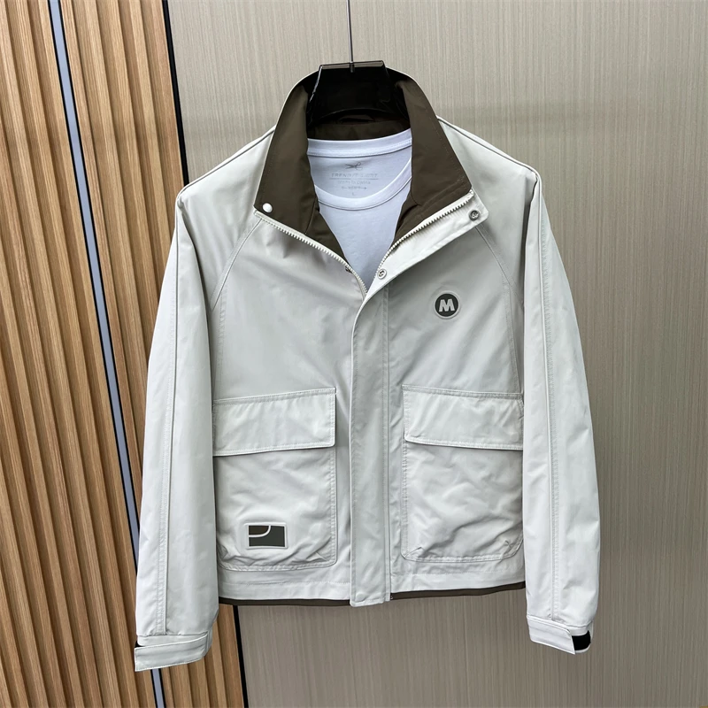 休闲男外套2024春秋新款夹克男士立领潮流百搭工装风大口袋外套