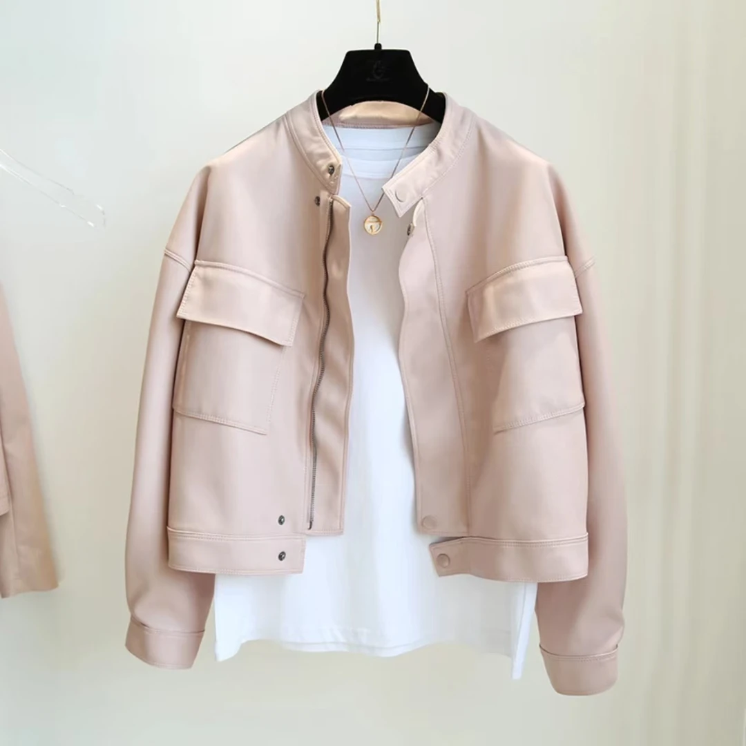 四季通用短款秋季薄款宽松型皮衣春季春秋韩系休闲风