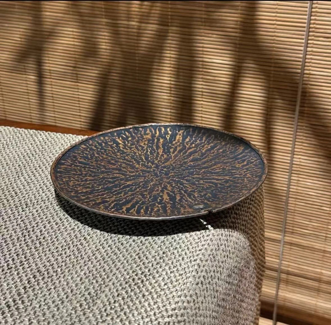 【铜小白】紫溪堂｜手工制作补丁残破茶盘壶承