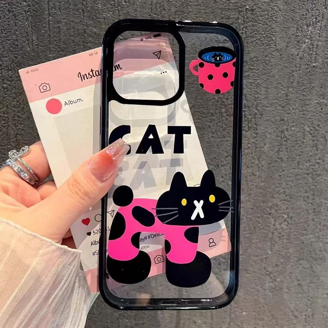 茶杯喵呜适用苹果15Pro手机壳13硅胶XSMax/xr/12女16/14p套8P