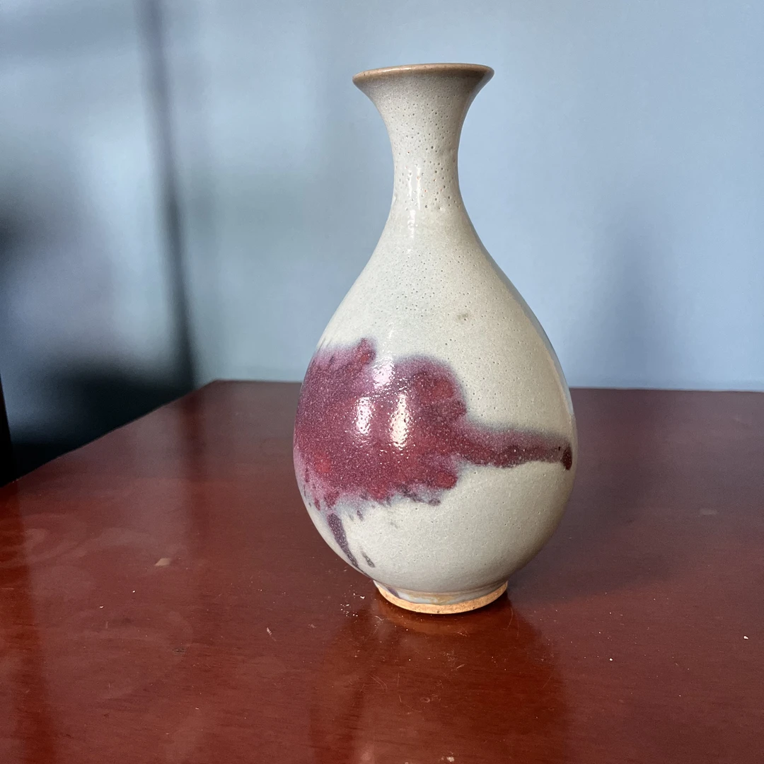 1011明以前钧窑天青釉挂紫斑玉壶春赏瓶