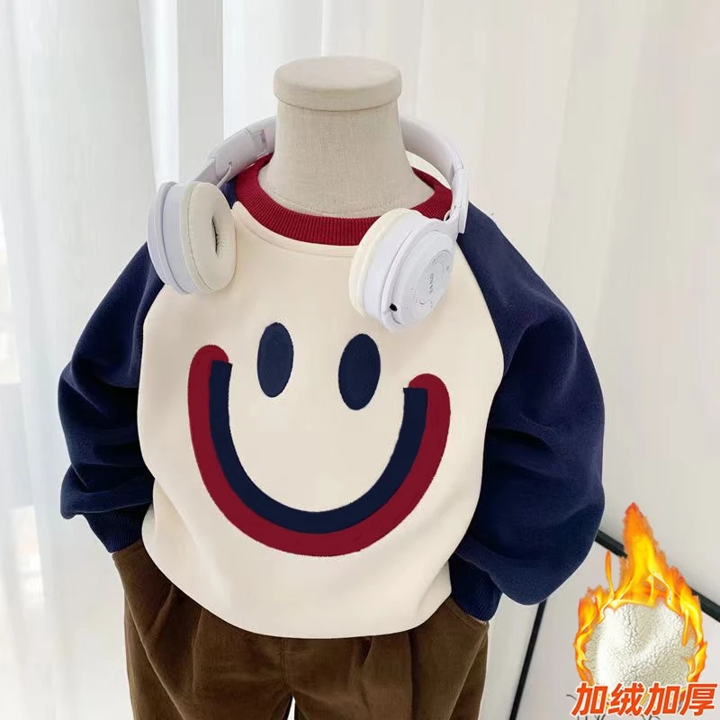 秋冬款儿童休闲卫衣童装撞色拼色上衣中小童男女宝宝上衣潮流洋气