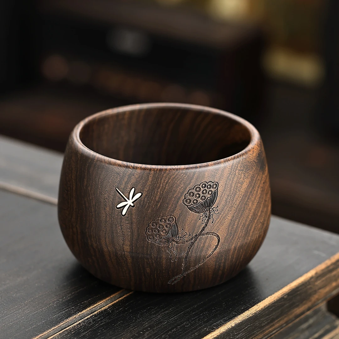 黑檀实木茶洗茶渣缸办公室茶桌收纳建水功夫茶具配件家用茶室水盂