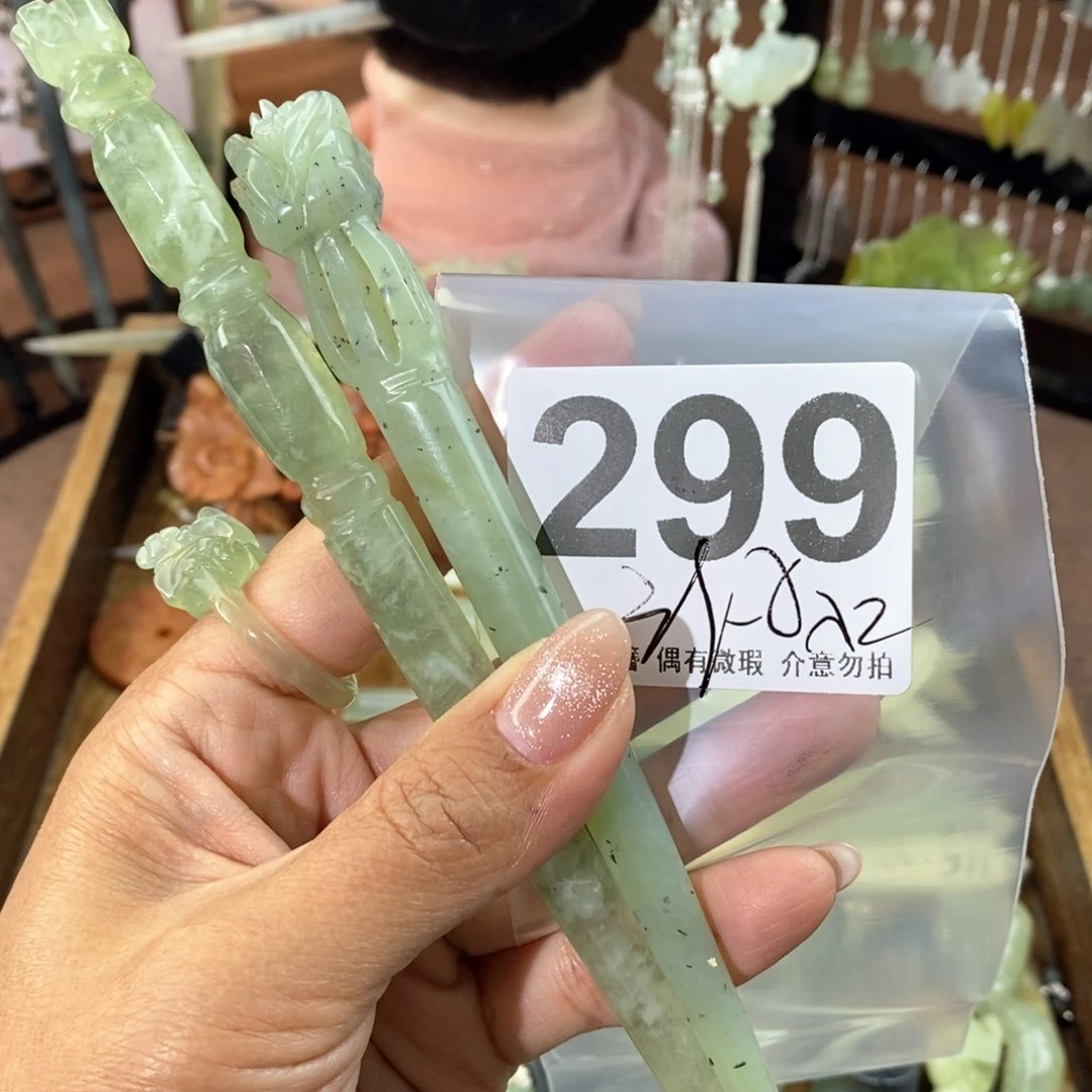 蛇纹石玉发饰未镶嵌元****莉