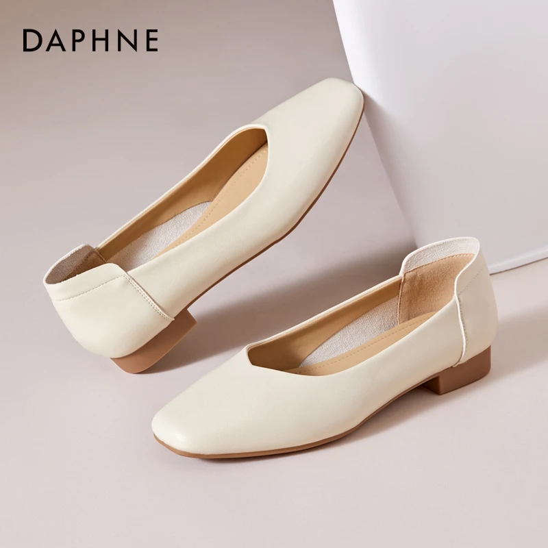 达芙妮单鞋女夏季新款百搭配裙子晚晚鞋一脚蹬通勤奶奶鞋豆豆鞋女