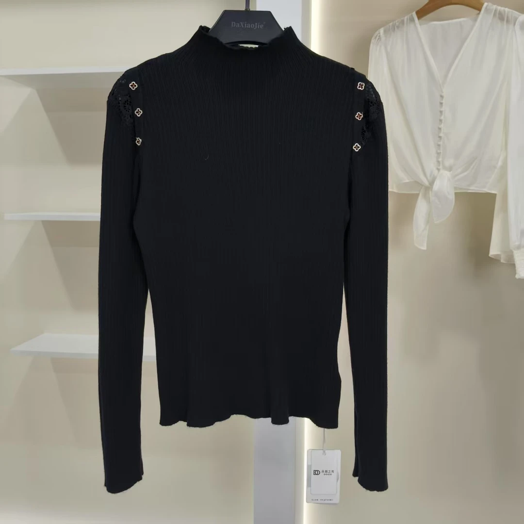 麦迪尚品【朵颐之秀】50409214半高领纽扣针织衫女春秋专柜正品