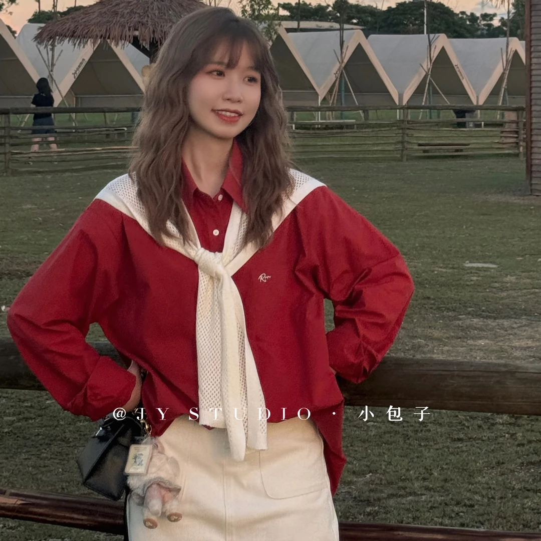 小包子【刺绣宽松衬衫➕披肩】