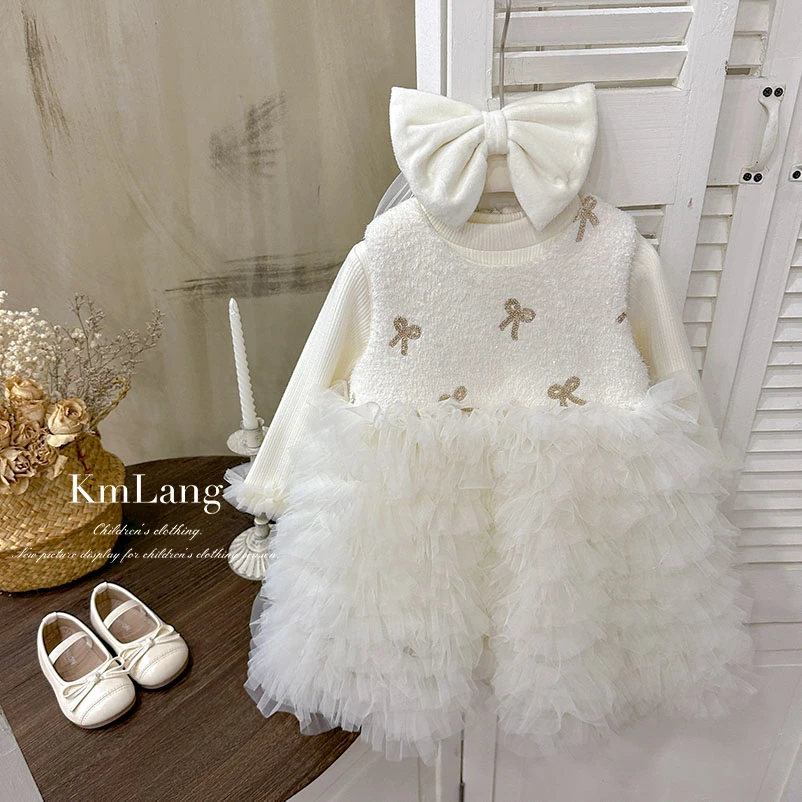 女童连衣裙2025冬新款加绒洋气女宝宝儿童时尚超仙公主裙