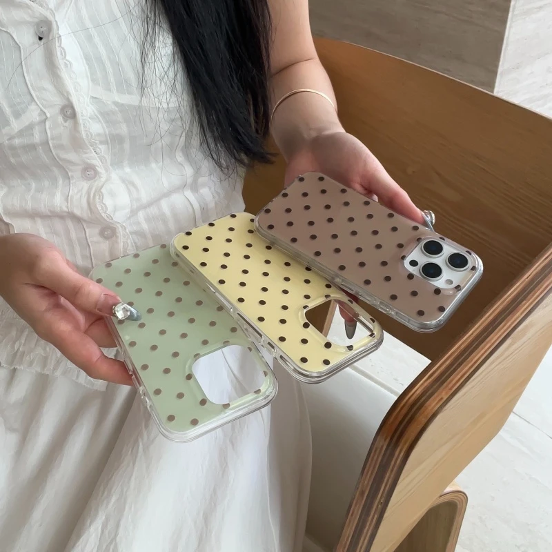 小众简约波点适用iPhone16promax手机壳苹果14网红15pro情侣13女