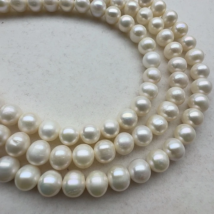淡水珍珠未镶嵌毛衣链9-10近圆微瑕150厘米