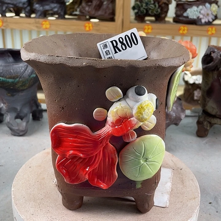 紫砂花盆景德镇陶瓷花盆800