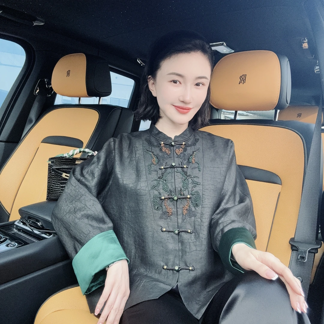 Betty Bairn【观棠 · 香云纱】老料桑蚕丝刺绣外套25B-BW9752