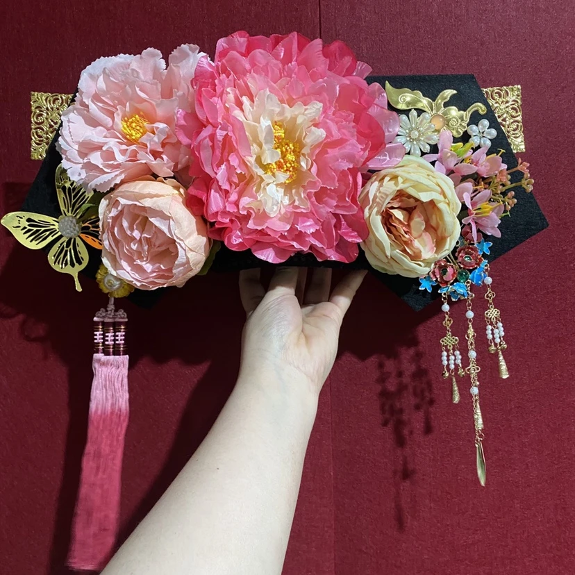 复古宫廷清朝后宫格格娘娘妃嫔旗头大拉翅流苏发箍表演少女古风