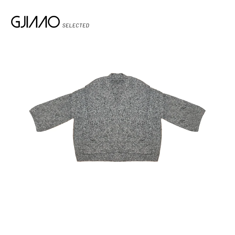 2766 围巾款灰色毛衣开衫外套