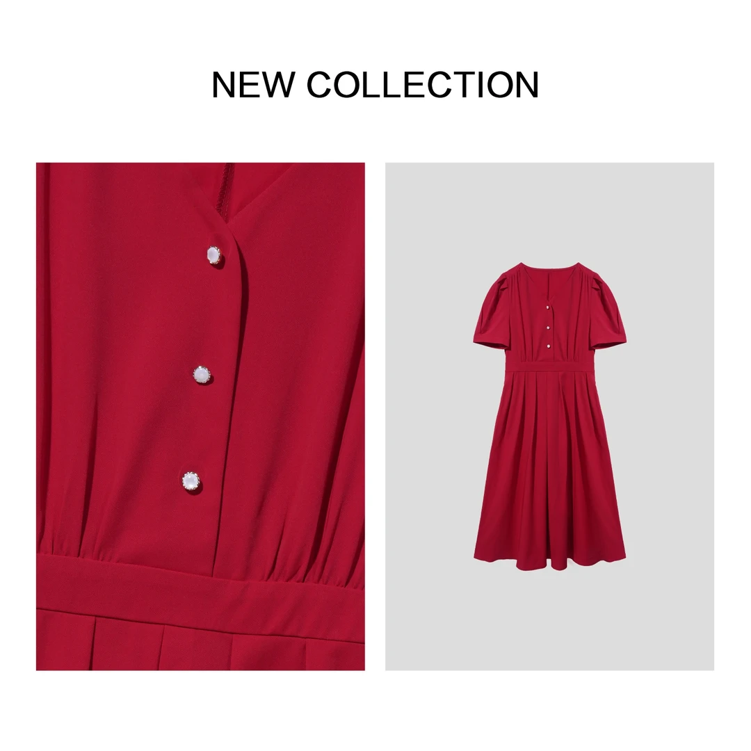 【龙哥专属】L3F2539X 夏季新款红色时尚优雅连衣裙2539