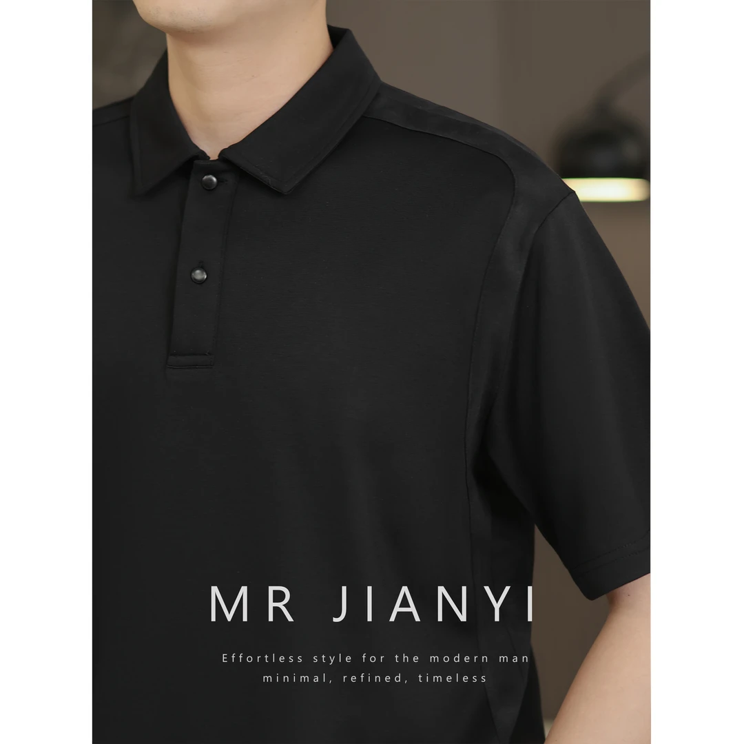 MR JIANYI 夏季潮流扎染印花拼接翻领短袖polo衫凉感透气T恤男款