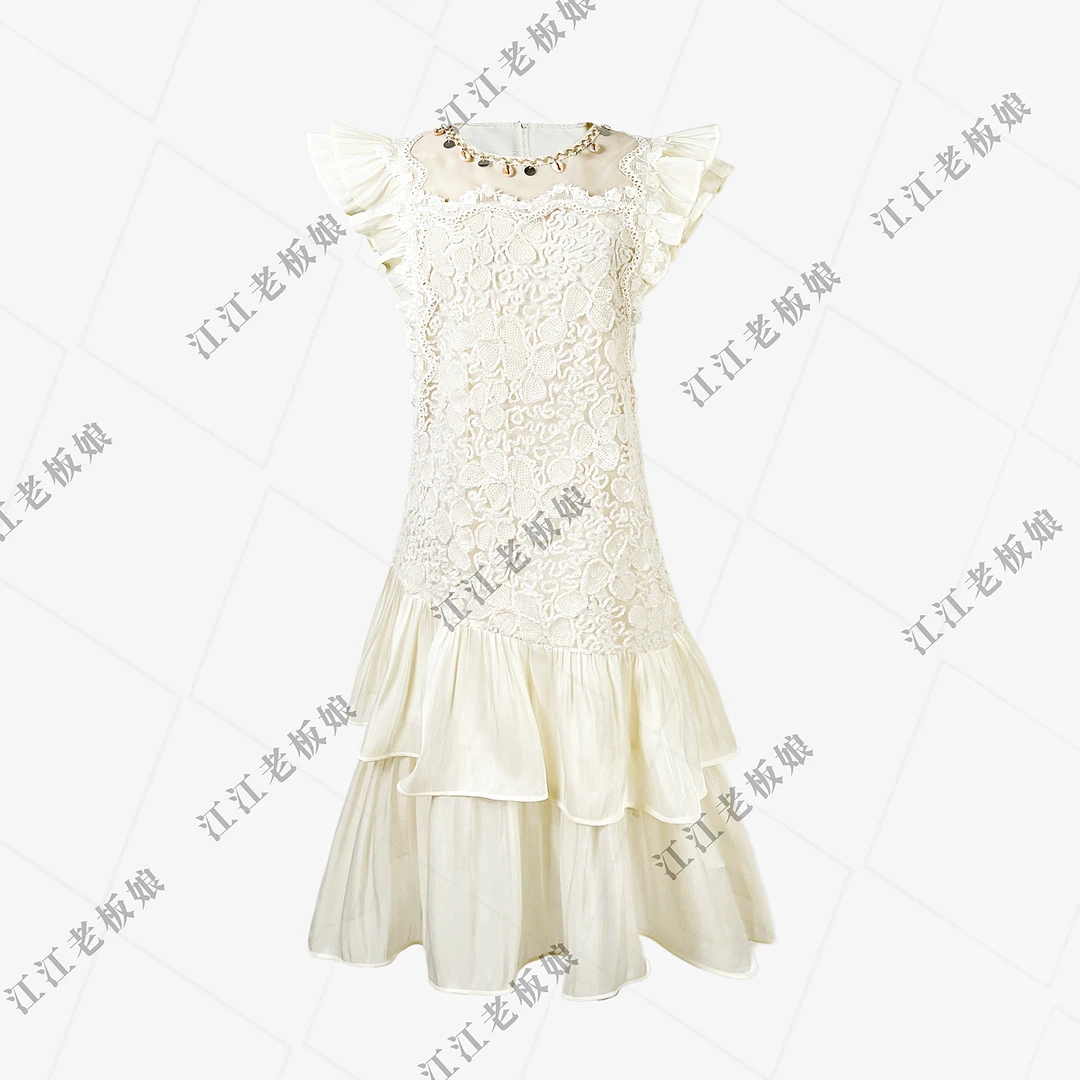 【夏夏专属】轻奢温柔甜美气质显瘦时尚设计感飞飞袖连衣裙女Q1536