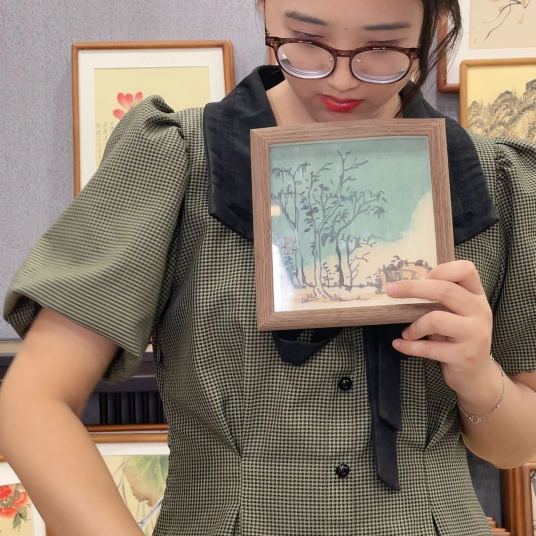 书法手绘带框尺寸:15*15