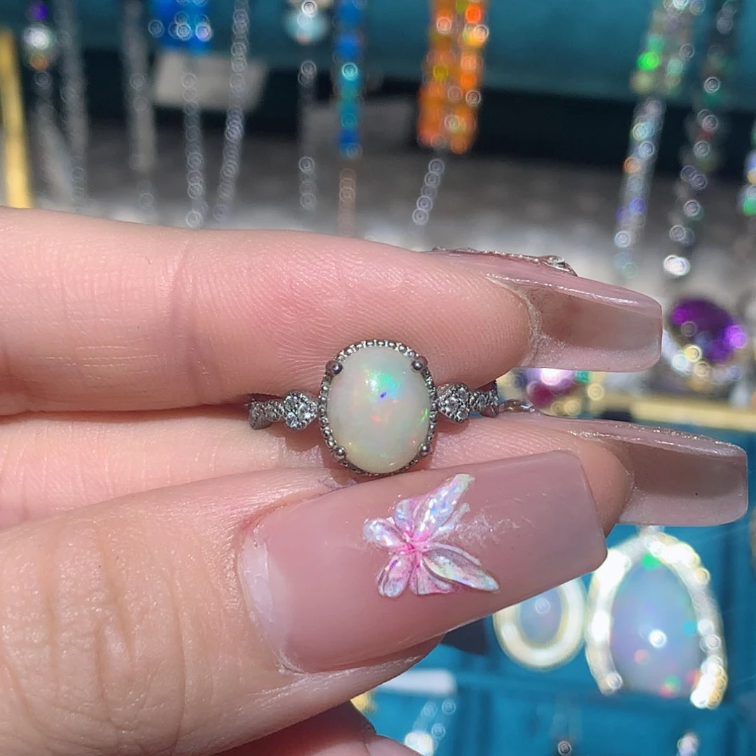 欧泊戒指银S925镶嵌福利