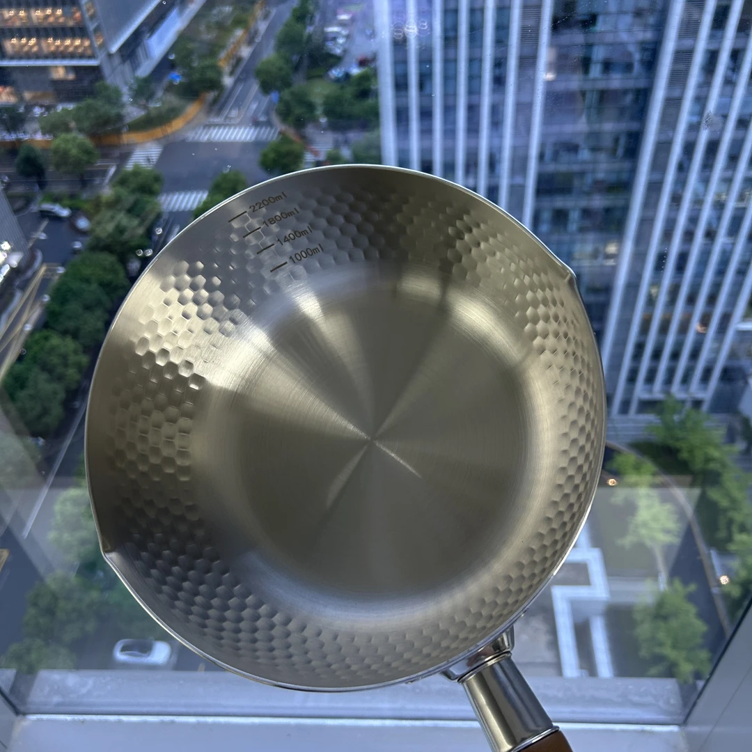 易亿派无涂层加厚不锈钢锤纹雪平锅小奶锅辅食泡面锅小汤锅