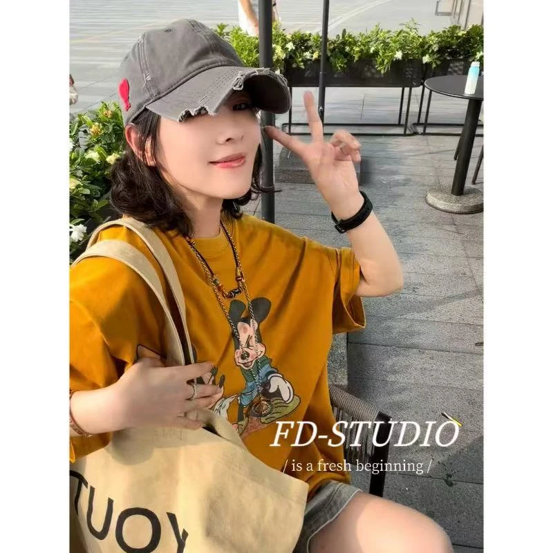 【梵町定制】FD53823夏季新款多巴胺米奇米妮廓版短袖T恤宽松休闲