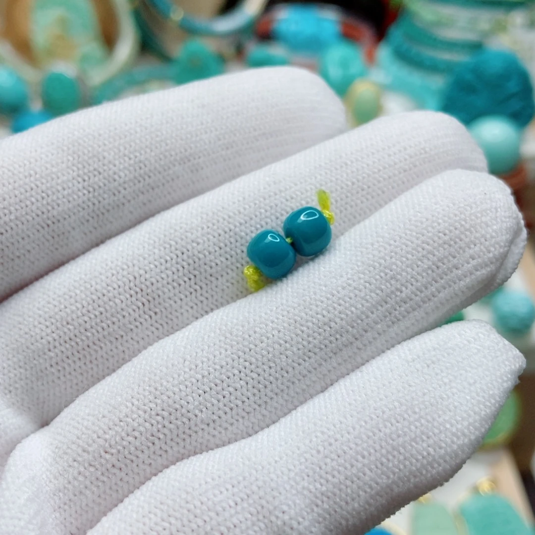 绿松石未镶嵌对珠6mm