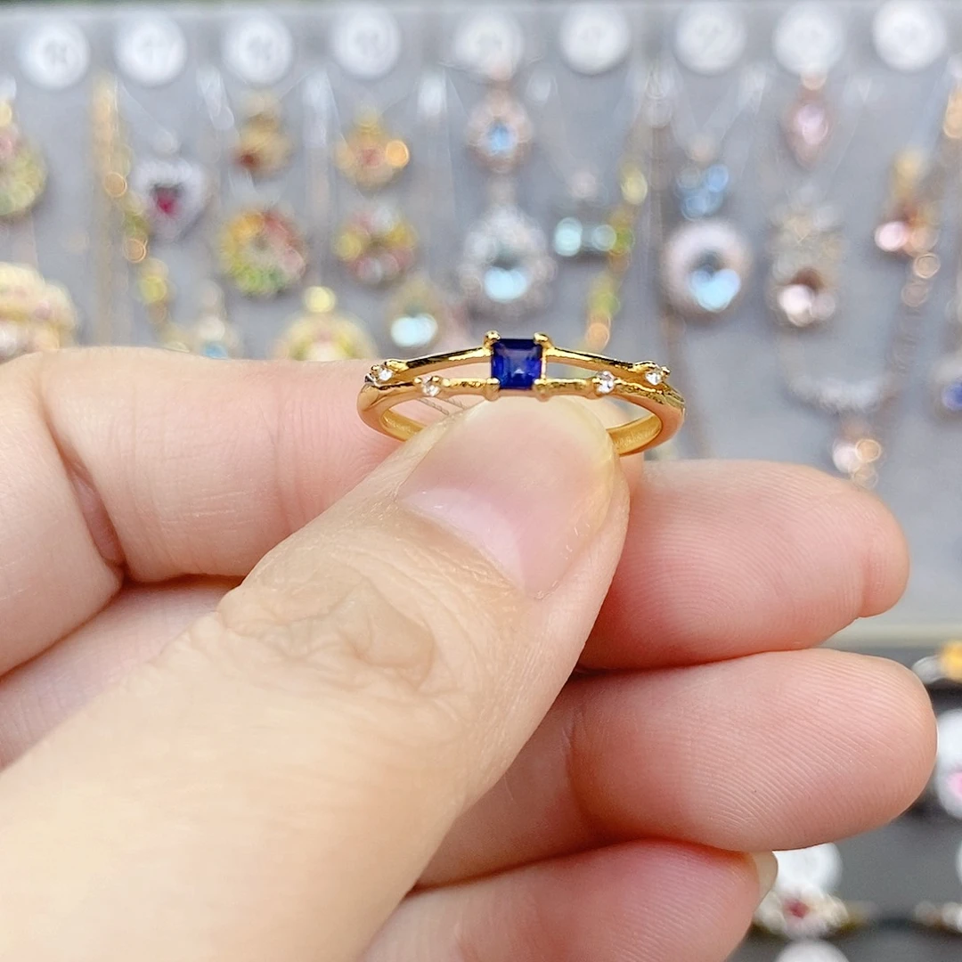 蓝宝石戒指银S925镶嵌