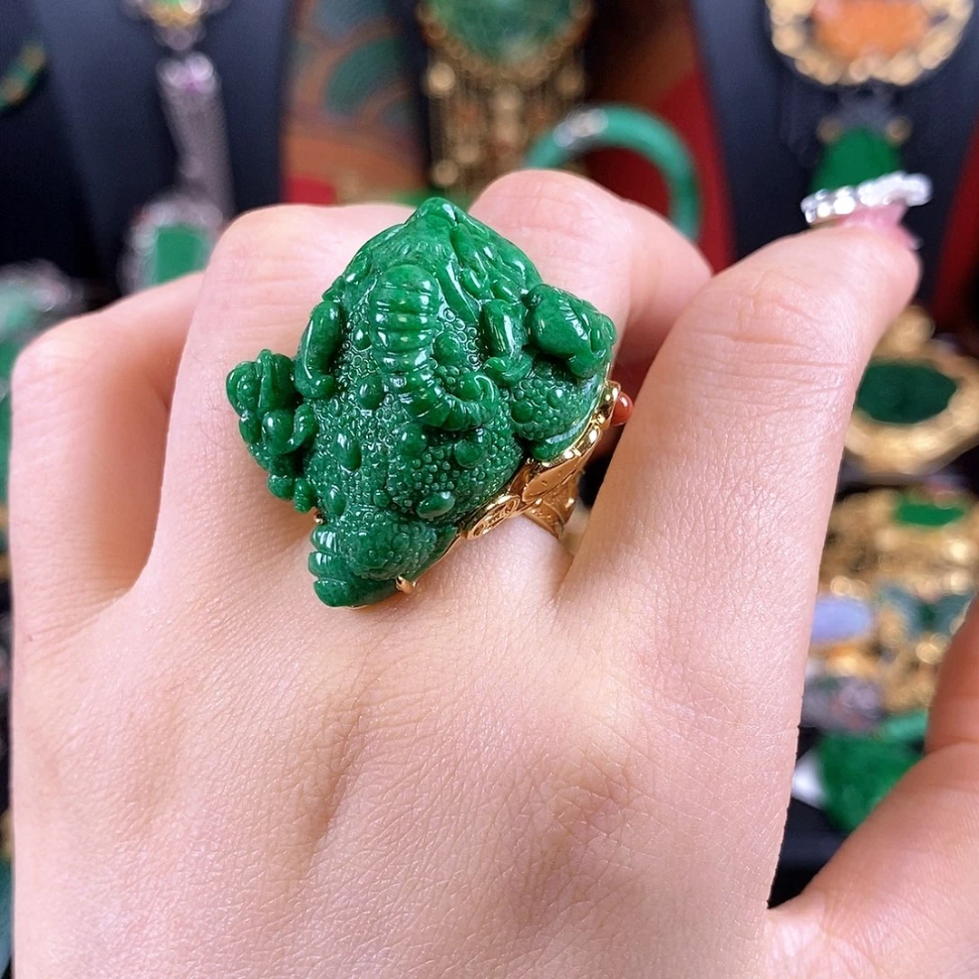 翡翠银S925镶嵌戒指戒指