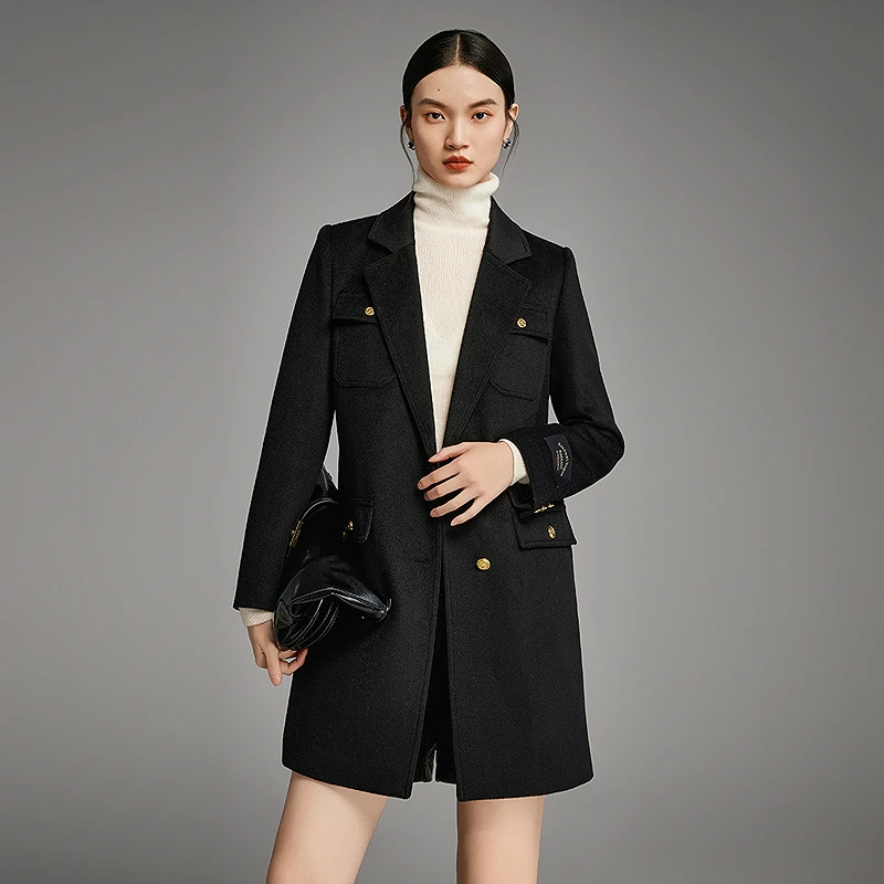 【丽公主专属】MOFAN摩凡冬新款黑色毛呢外套MBD382002