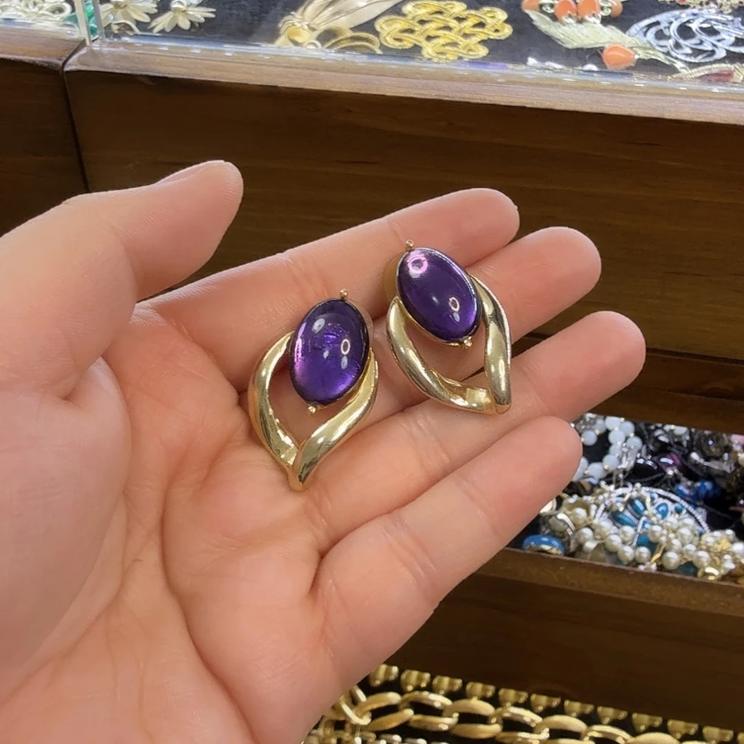 M***玉树脂铜合金合金中古耳钉