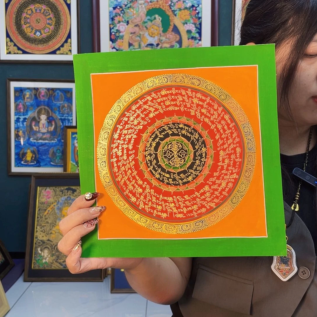 卷轴画手绘唐卡 23厘米六字