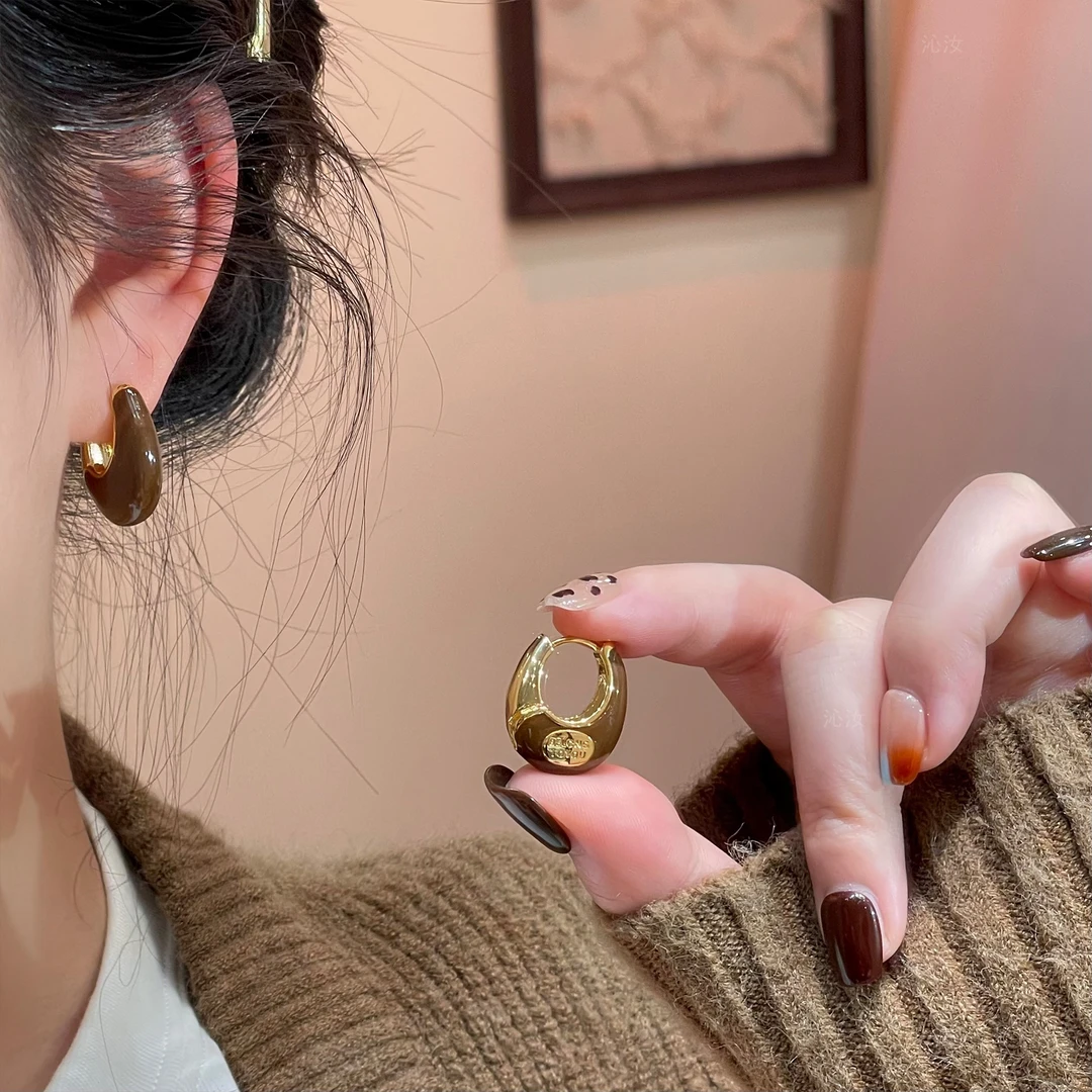 【沁汝饰品】F725金色薄荷曼波耳饰女耳环几何图案日