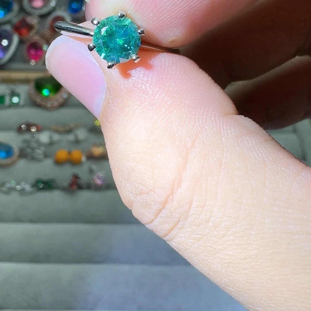 绿水晶戒指银S925镶嵌
