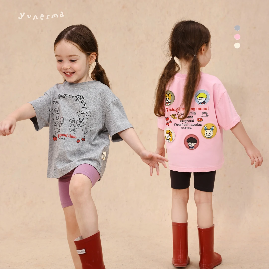 允儿妈女童夏季新款日系卡通印花短袖 宝宝纯棉T恤儿童上衣童装潮