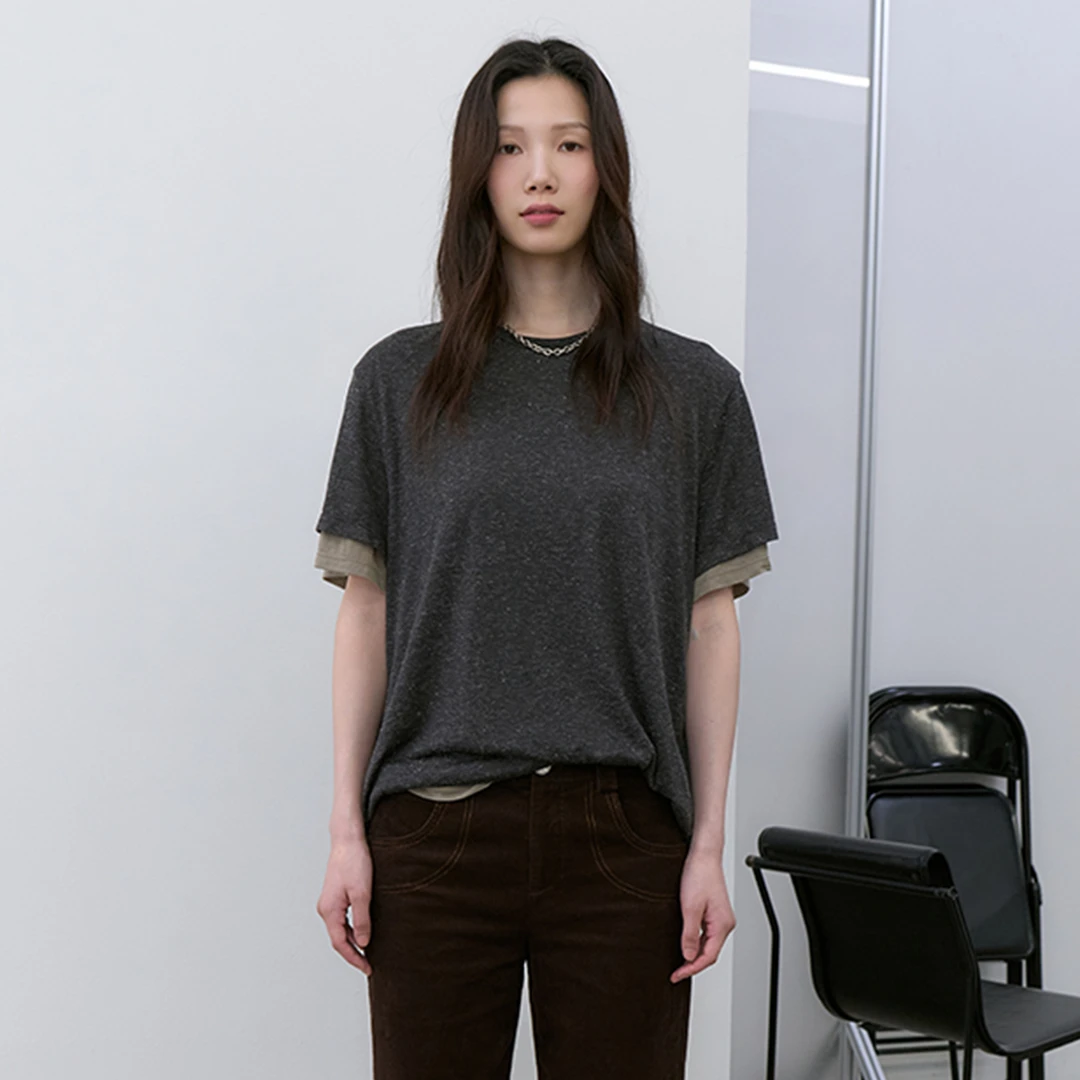 sagestudio 坚果棕柔软假两件轻盈透气宽松T恤