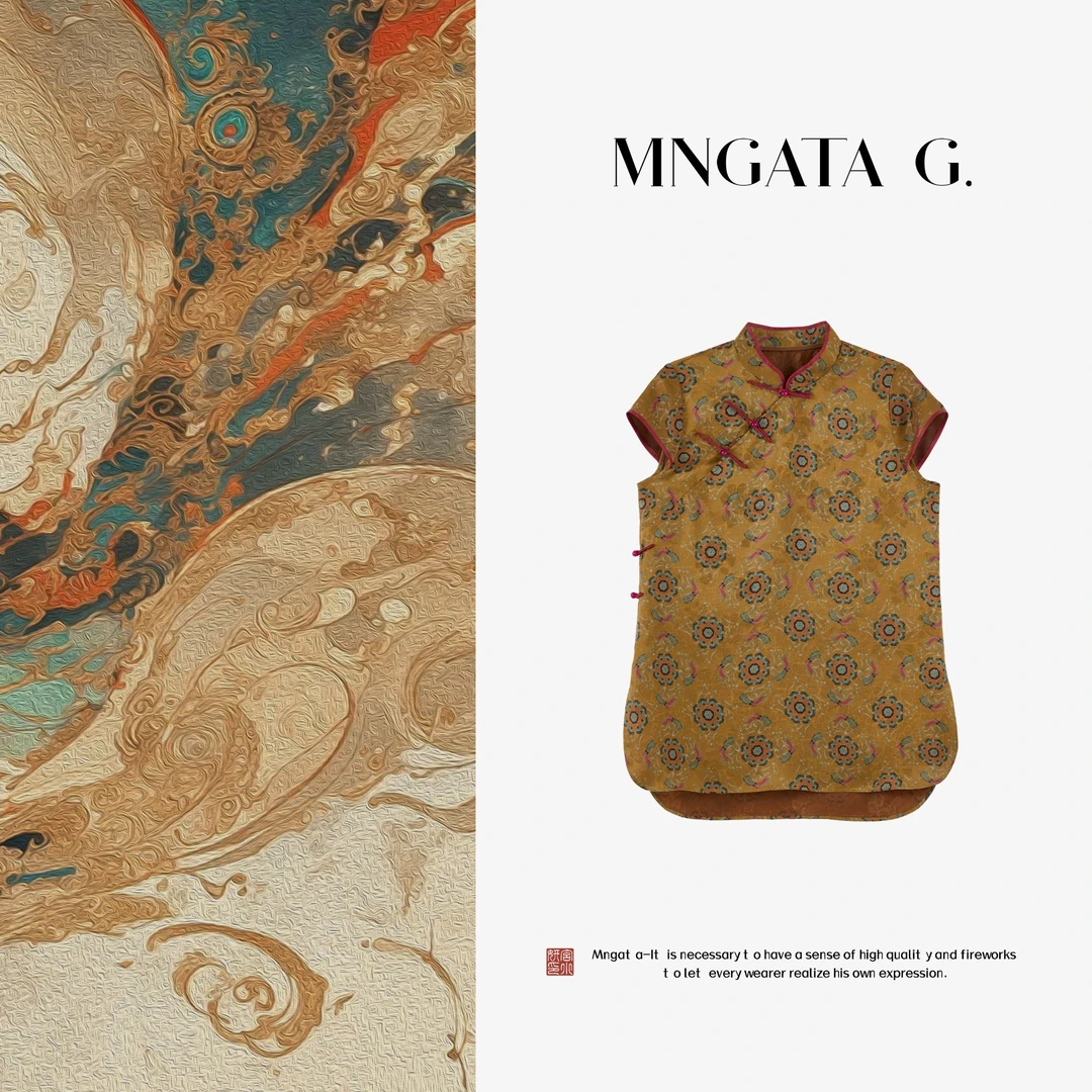 MNGATA G.宫小妍【香云纱·飞天宝相】夏日新中式国风旗袍裙5062202