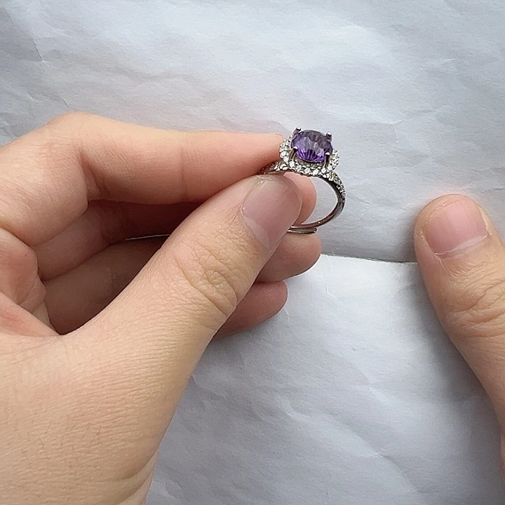 紫晶戒指。k k银S925镶嵌