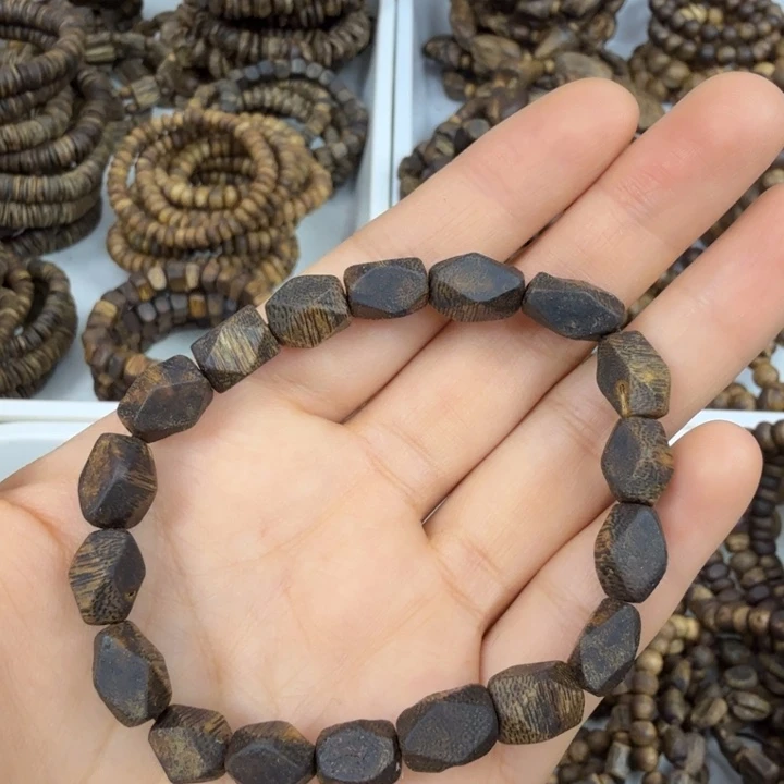 沉香手串沉香绿奇楠钻石款单圈沉水7.9