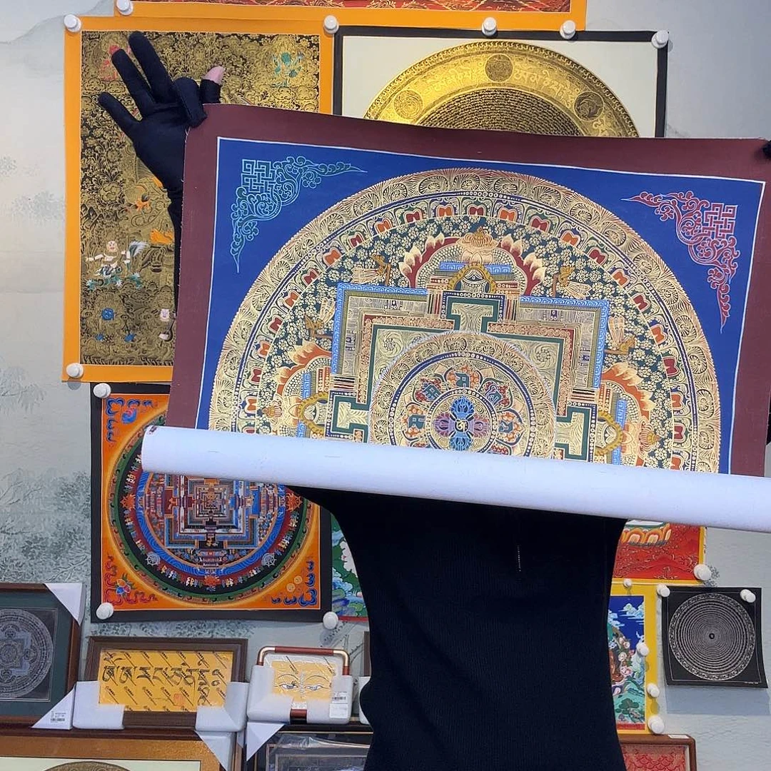 卷轴画纯手绘坛城唐卡50厘米左右