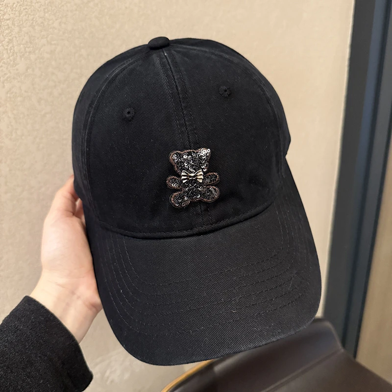 日系卡通可爱小熊鸭舌帽子女款新款春夏季百搭遮阳防晒鸭舌帽ins