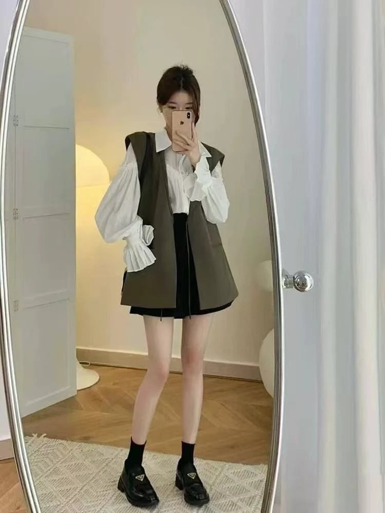 【401-600编码直播专享】韩版英伦时尚宽松百搭显瘦西装马甲