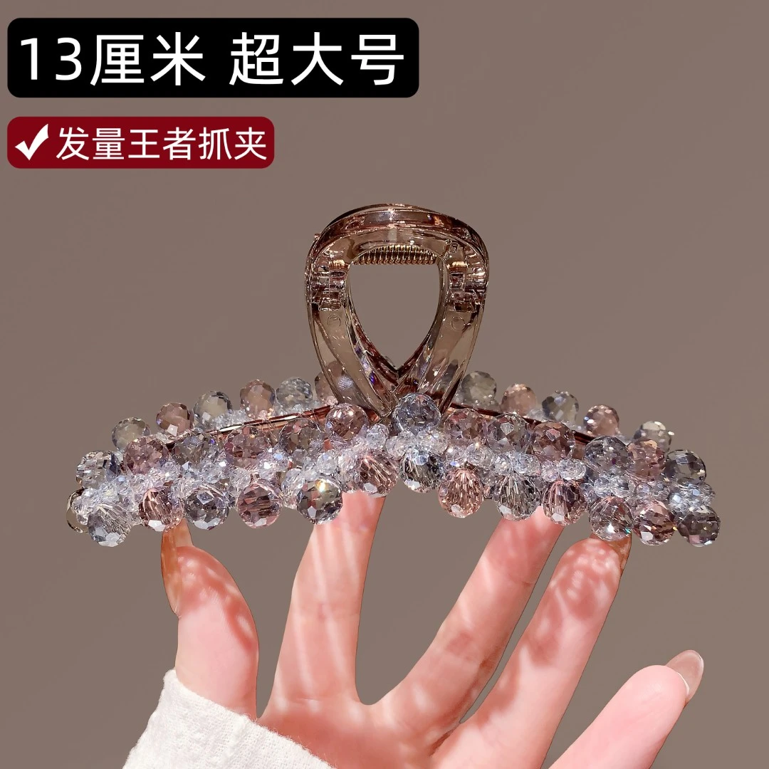 2025新款透明抓夹女水晶鲨鱼大号水钻气质夹高级优雅后脑勺抓夹