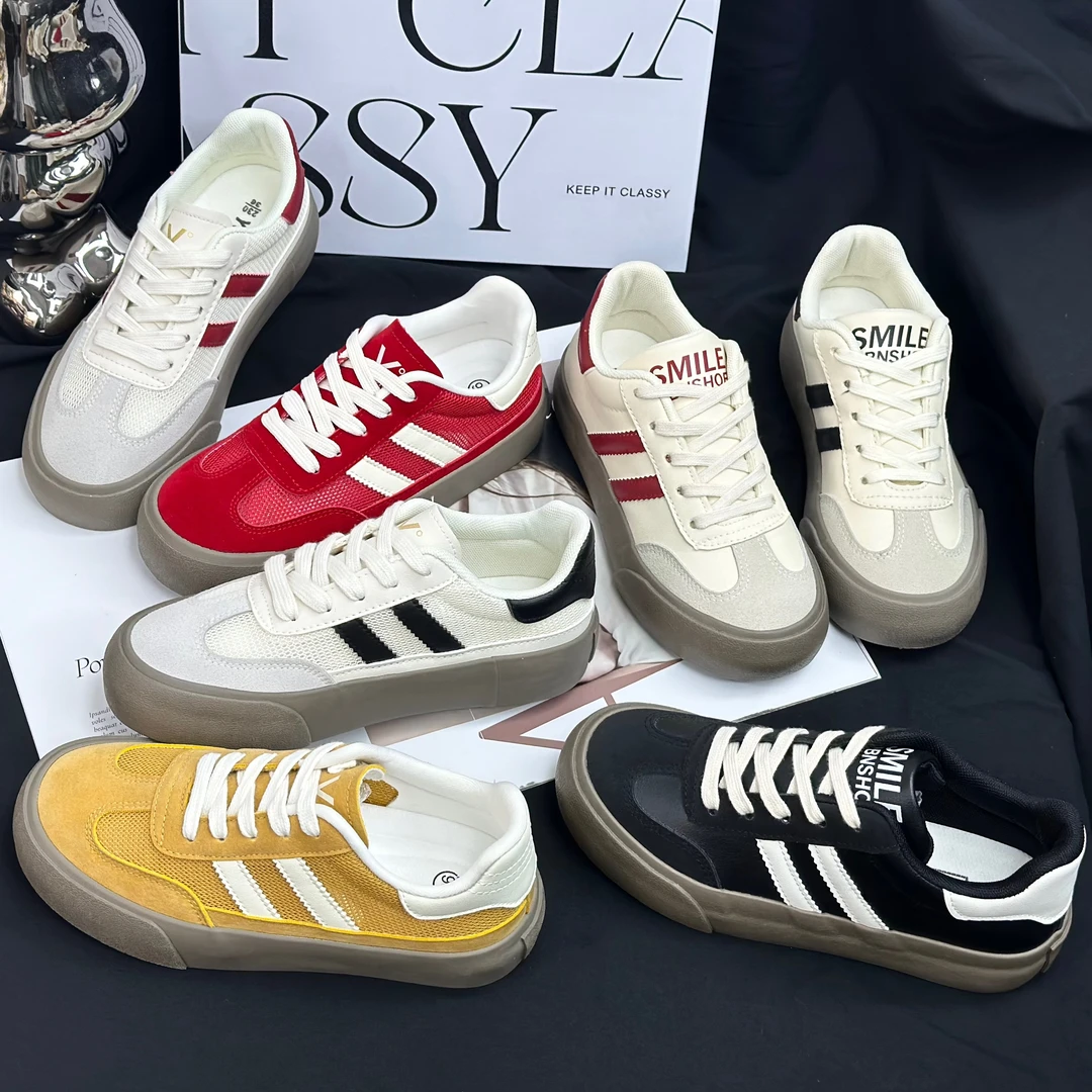 【Bin】秋季“网面与皮面”女款板鞋新款休闲透气小白鞋韩版帆布鞋