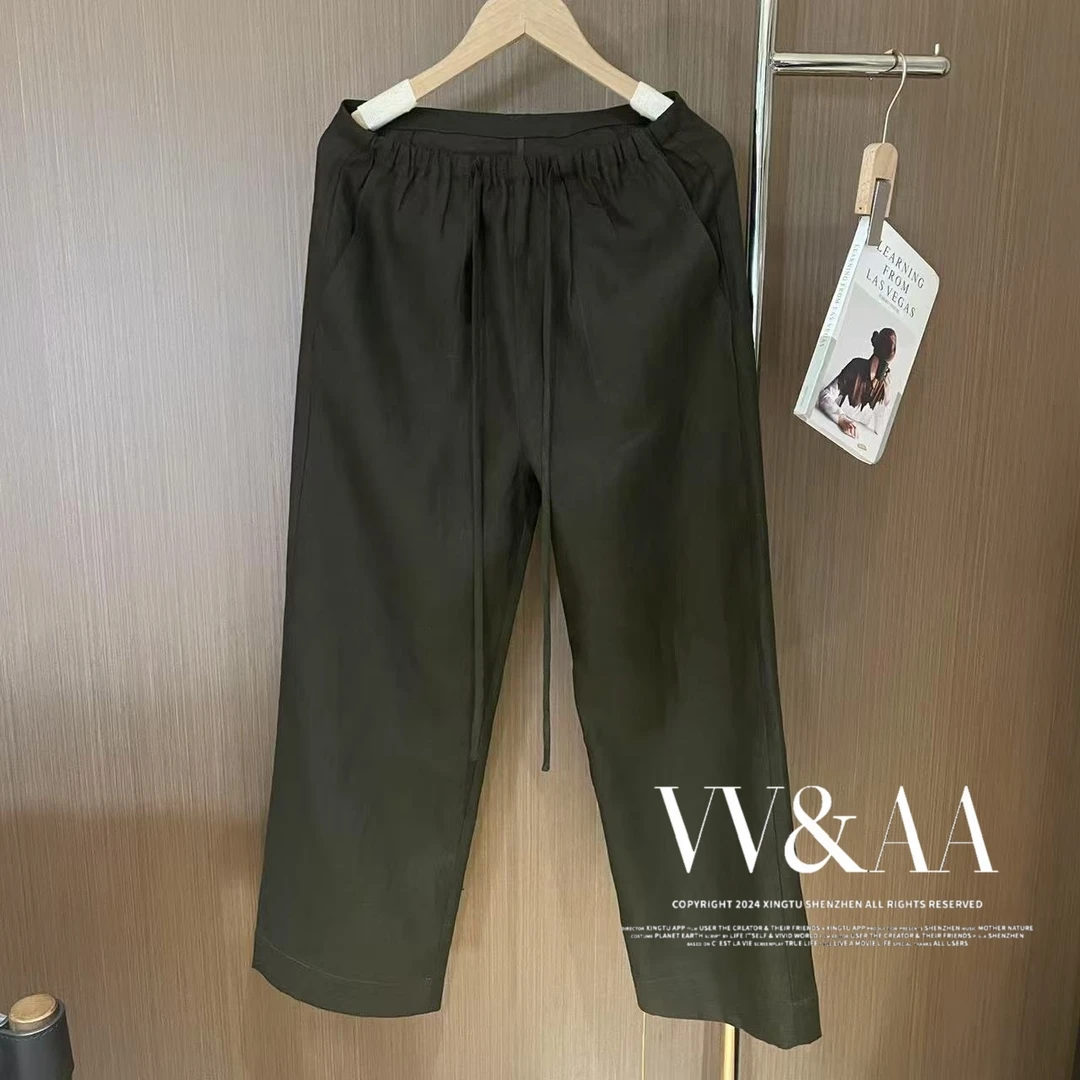 VV&AA 直筒裤宽松显瘦洋气时髦小众设计感(前橡筋） D4346