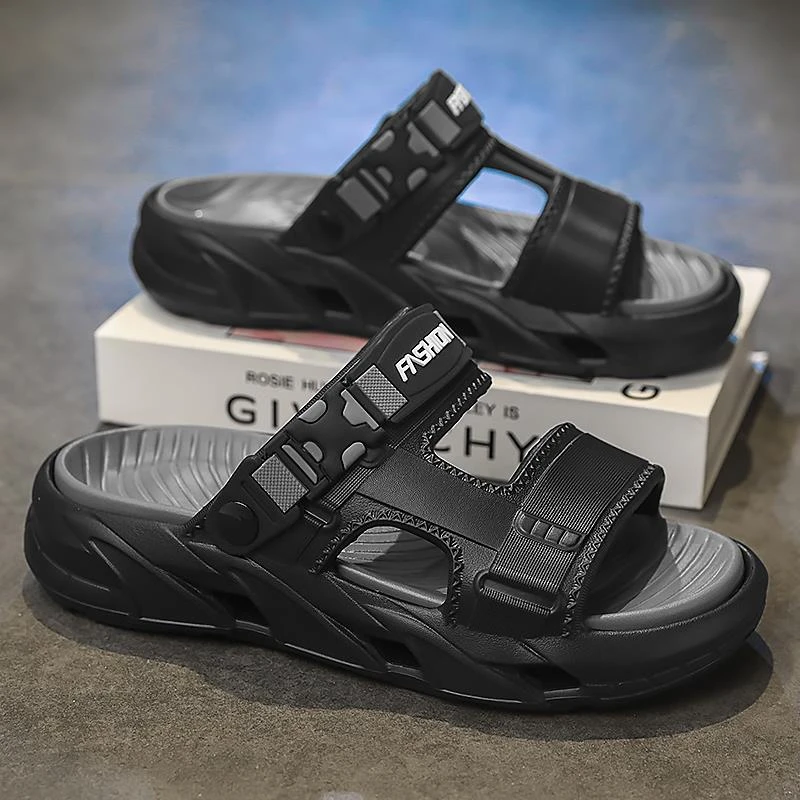 HKHY爆款男士凉鞋夏季软底防滑户外沙滩休闲男款开车两用运动拖鞋